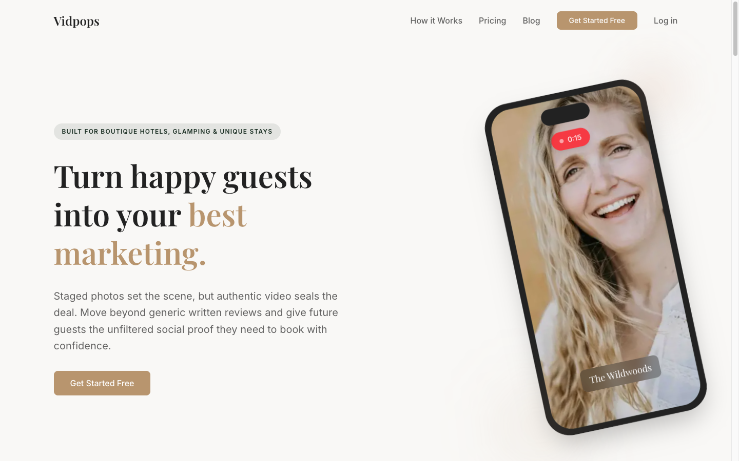Vidpops — video testimonials for hospitality